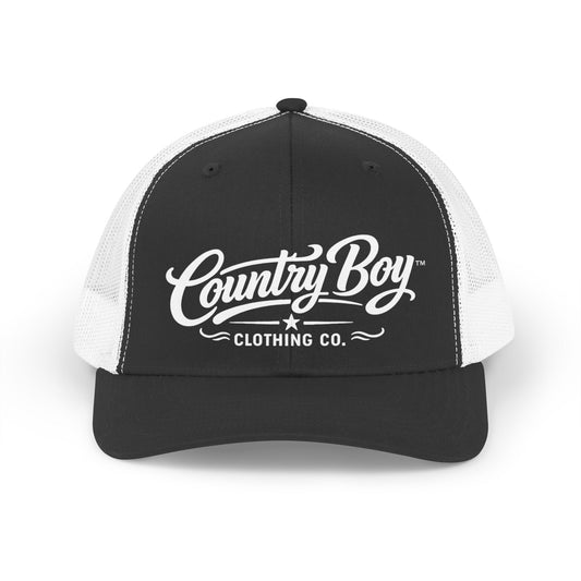 Country Boy Trucker Hat (Black/White)